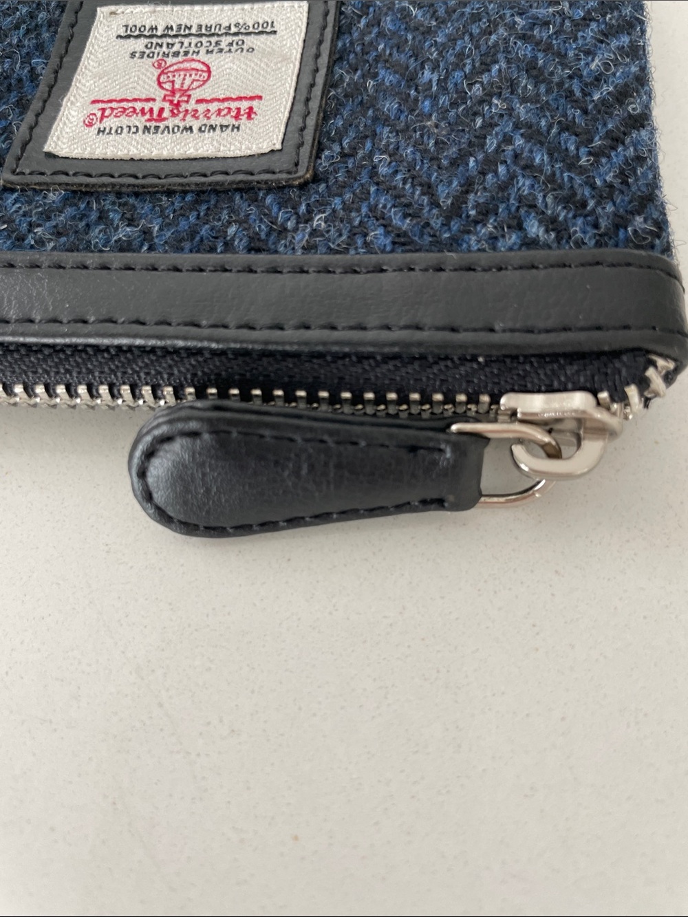 Harris Tweed Navy Zip Coin and Card Pouch Wallet - Picture 10 of 15